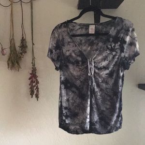 Black Tye Dye Tied Front